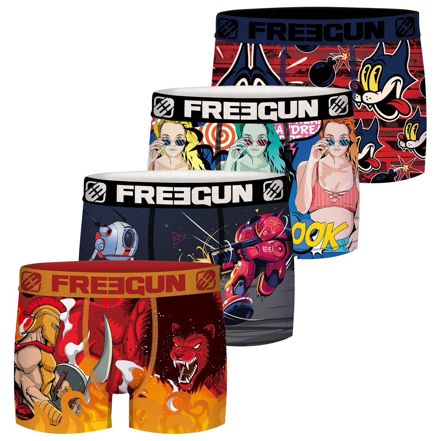Freegun Comic Herren Boxershorts 4er Pack günstig online kaufen