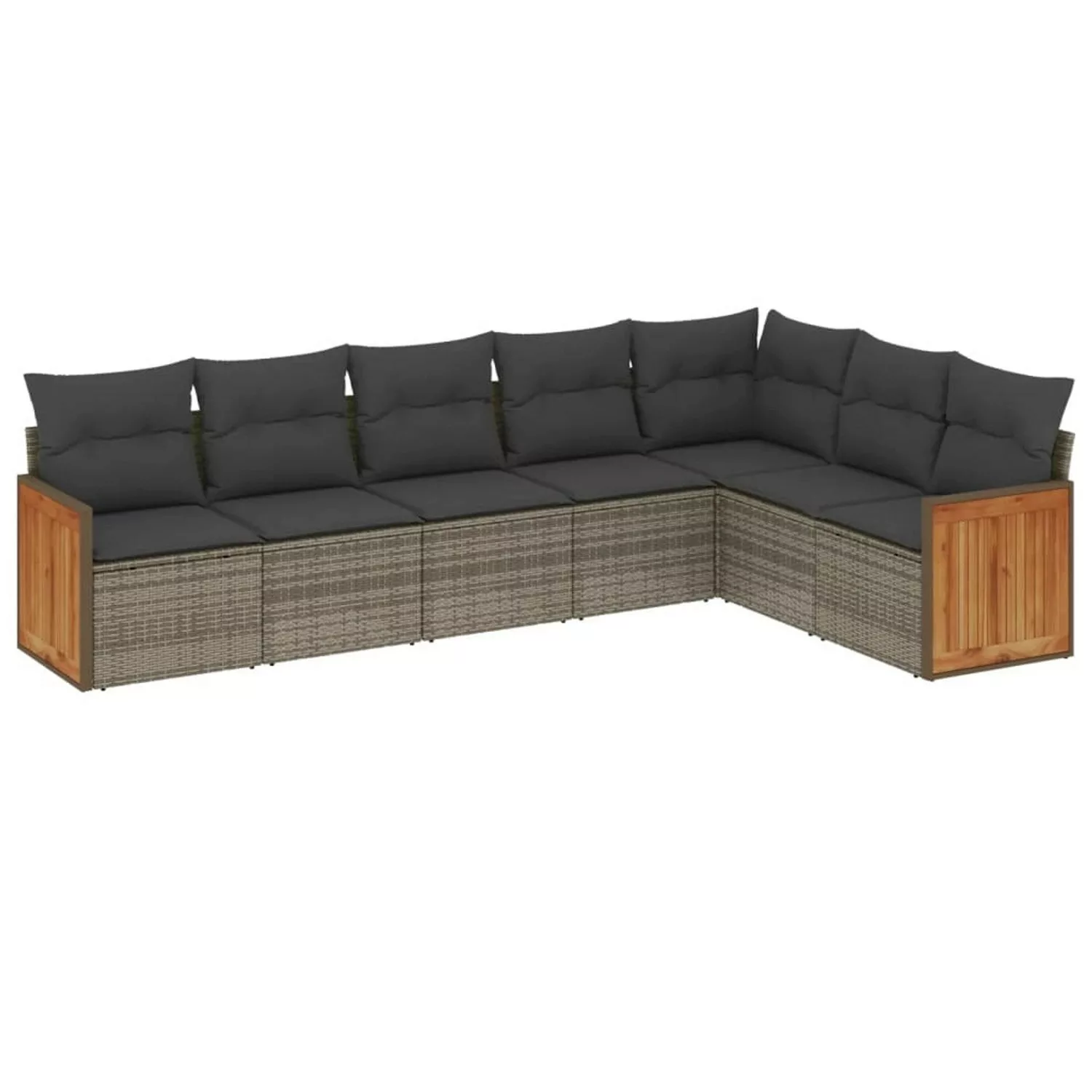 vidaXL 7-tlg Garten-Sofagarnitur mit Kissen Grau Poly Rattan Modell 153 günstig online kaufen