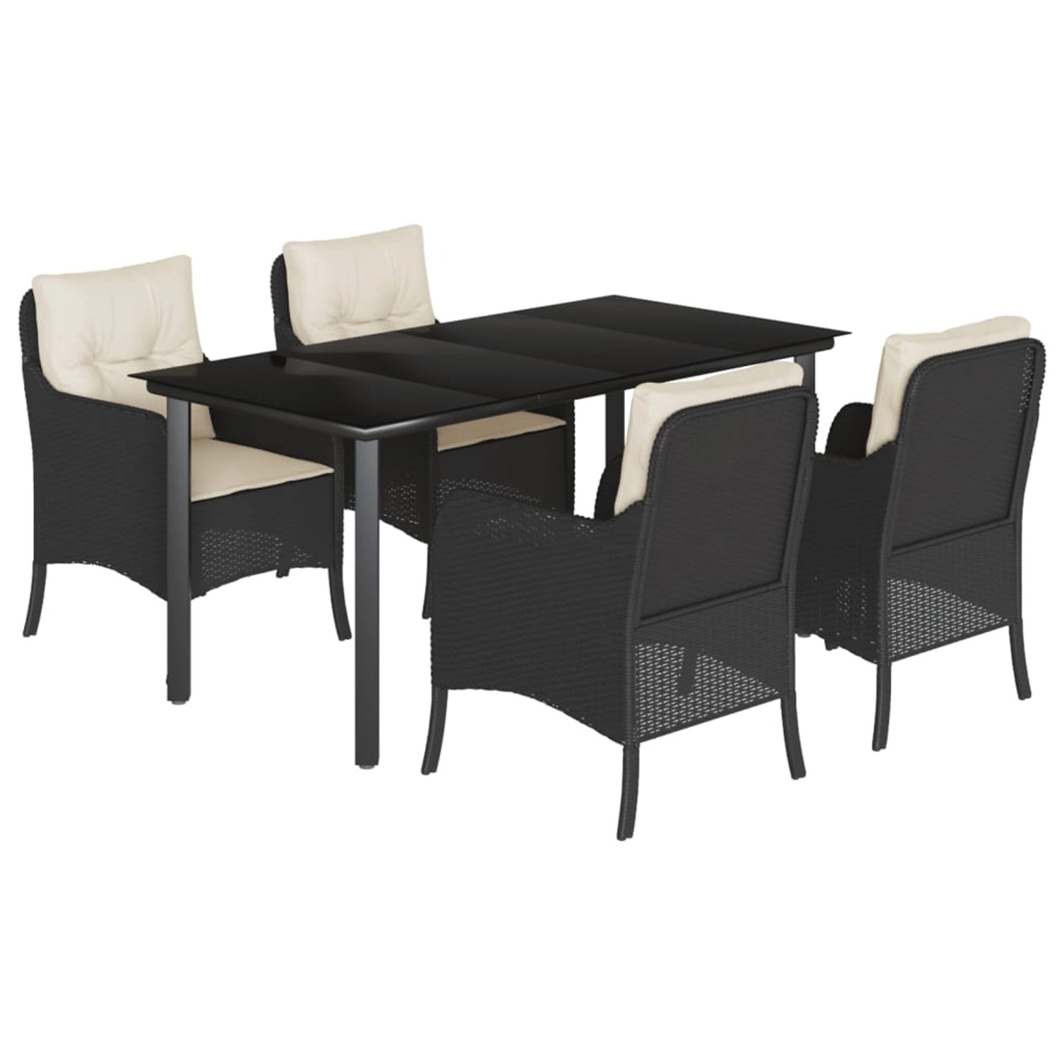 vidaXL 5-Tlg Garten-Essgruppe mit Kissen Schwarz Poly Rattan 3211916 günstig online kaufen