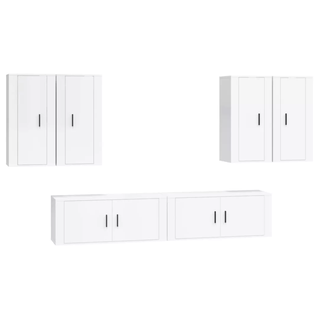 Vidaxl 6-tlg. Tv-schrank-set Hochglanz-weiß Holzwerkstoff günstig online kaufen