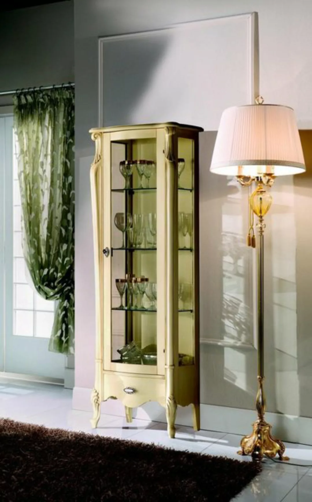 JVmoebel Vitrine Klassische Möbel Italienische Möbel Holz Beige Vitrine Sch günstig online kaufen