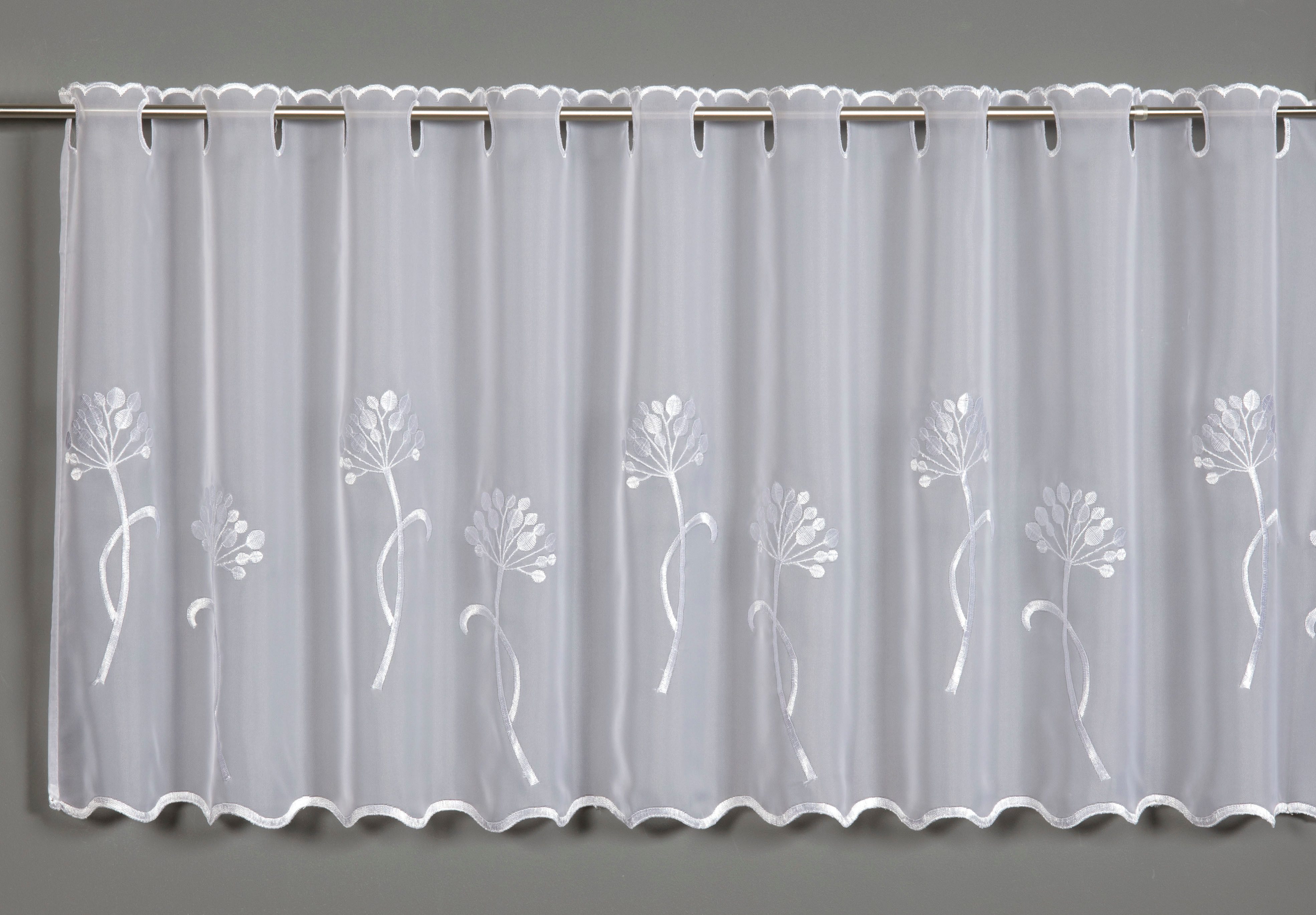 Bennetti Bistrogardine Voile Stickerei Pusteblume Weiß 48 x 140 cm günstig online kaufen