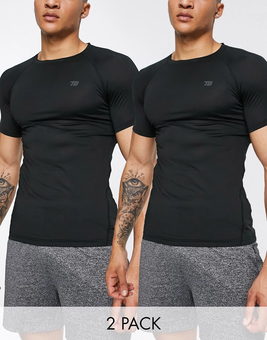Threadbare – Active – 2er-Pack Muskel-T-Shirts in Schwarz günstig online kaufen