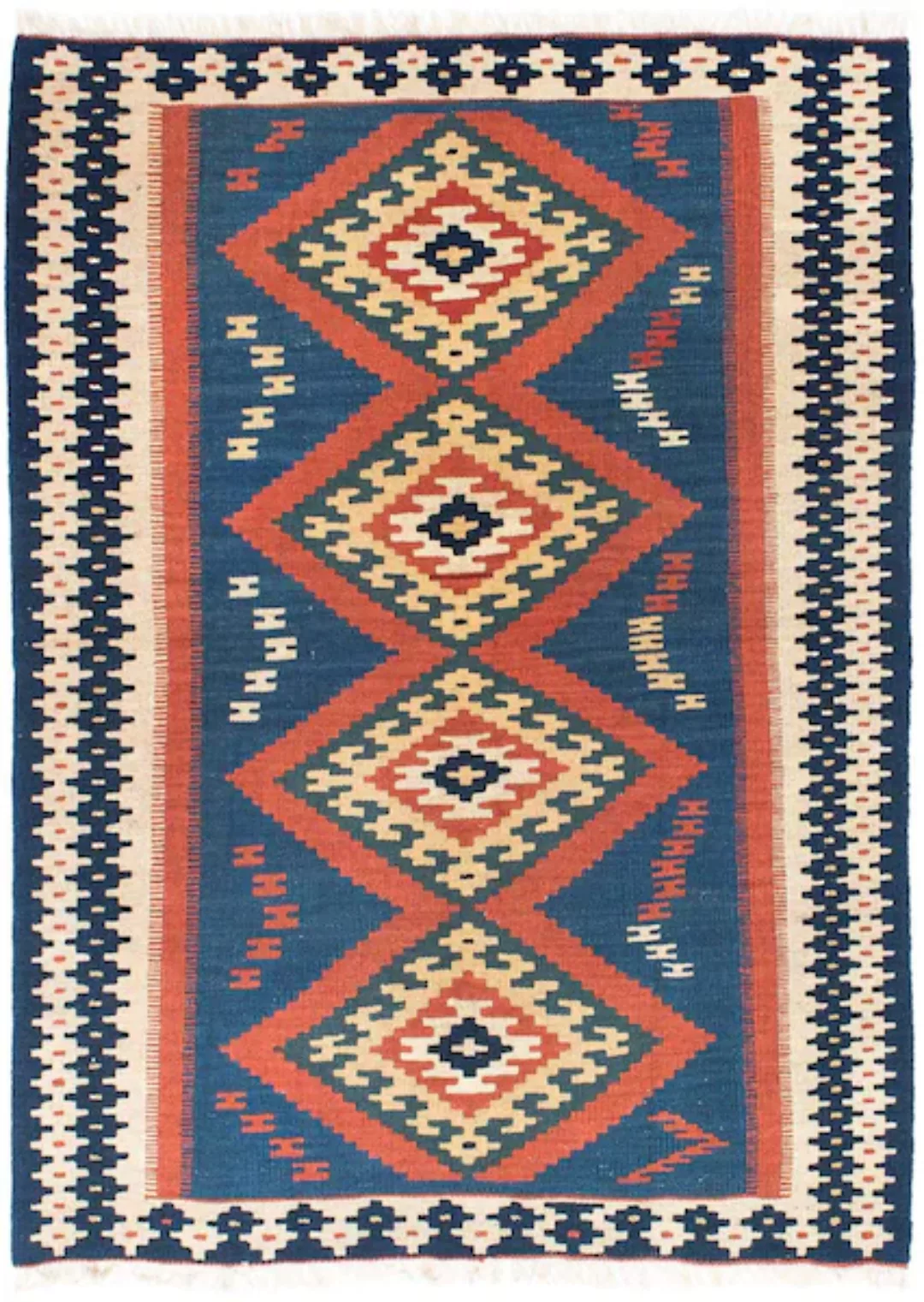 morgenland Wollteppich »Kelim Fars Medaillon Blu 143 x 108 cm«, rechteckig günstig online kaufen