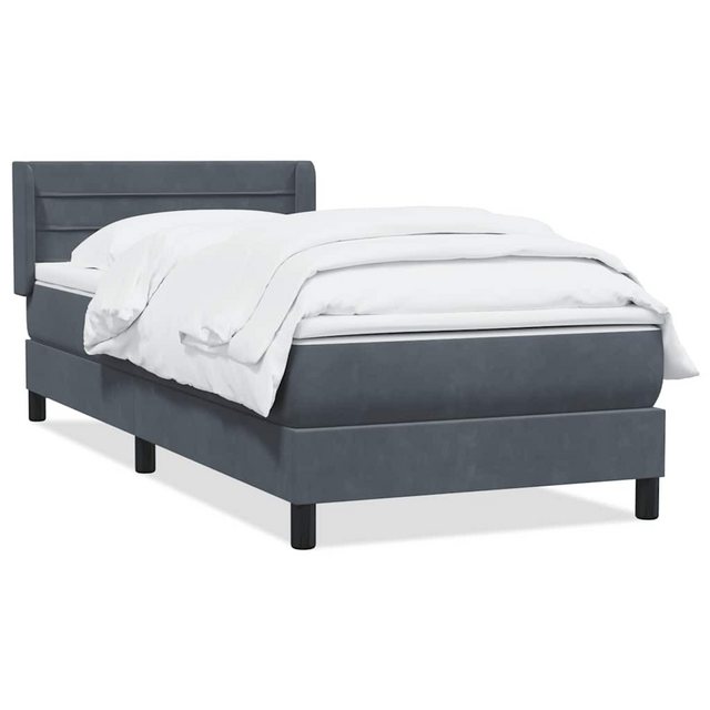 vidaXL Boxspringbett, Boxspringbett mit Matratze Dunkelgrau 90x210 cm Samt günstig online kaufen