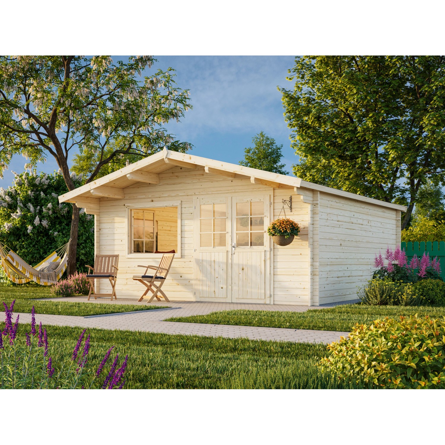 Palmako Gartenhaus Britta 480 x 480 cm Lackiert Grau-Weiß FSC® günstig online kaufen