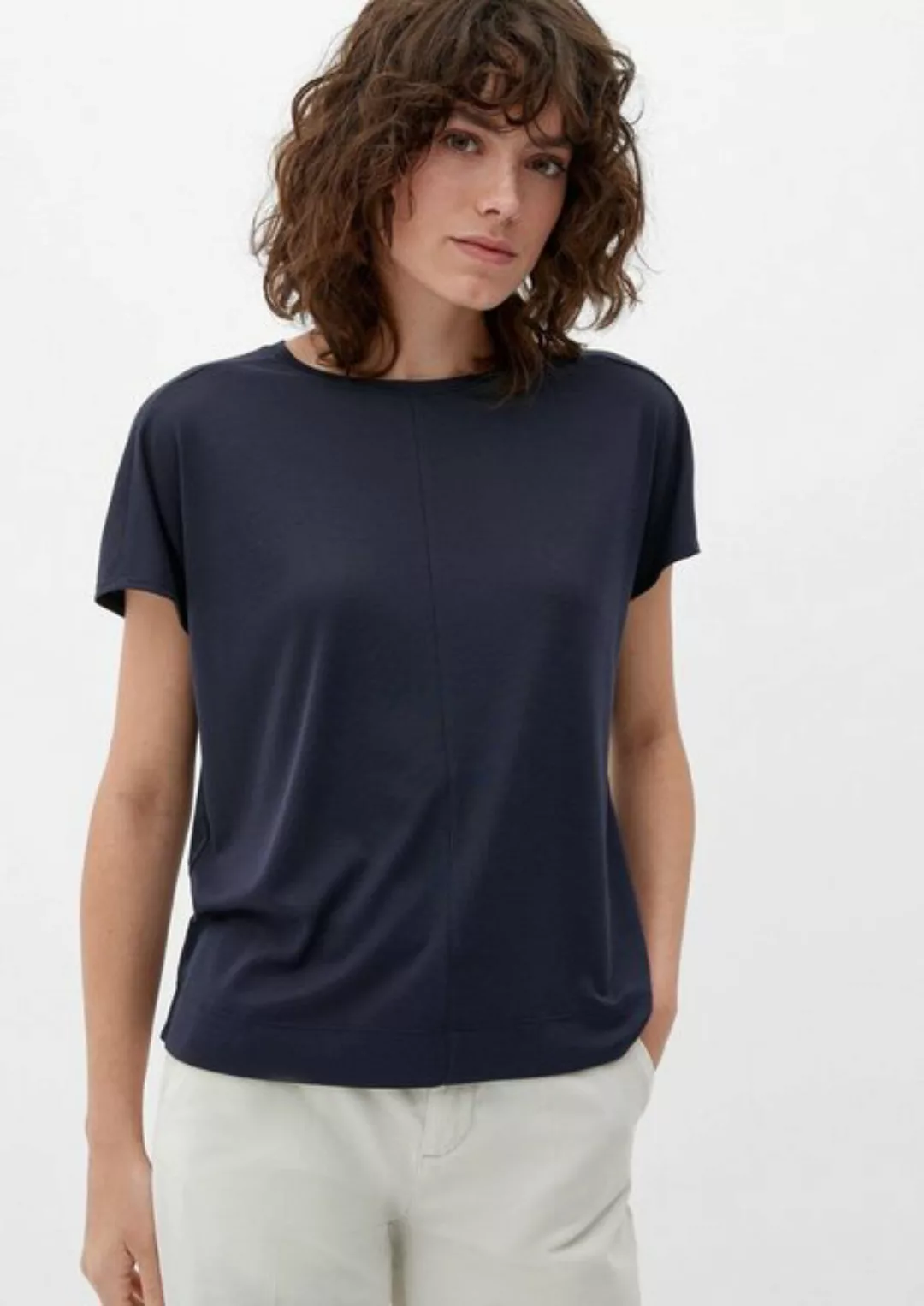 s.Oliver Kurzarmshirt Shirt mit Rippstruktur Ziernaht günstig online kaufen