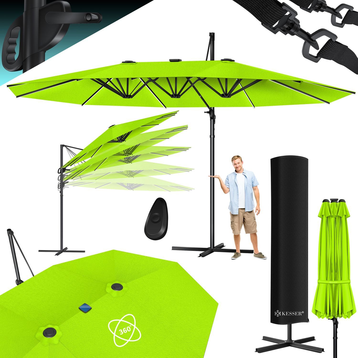 KESSER Sonnenschirm, Sonnenschirm Doppelsonnenschirm 4,6m x günstig online kaufen