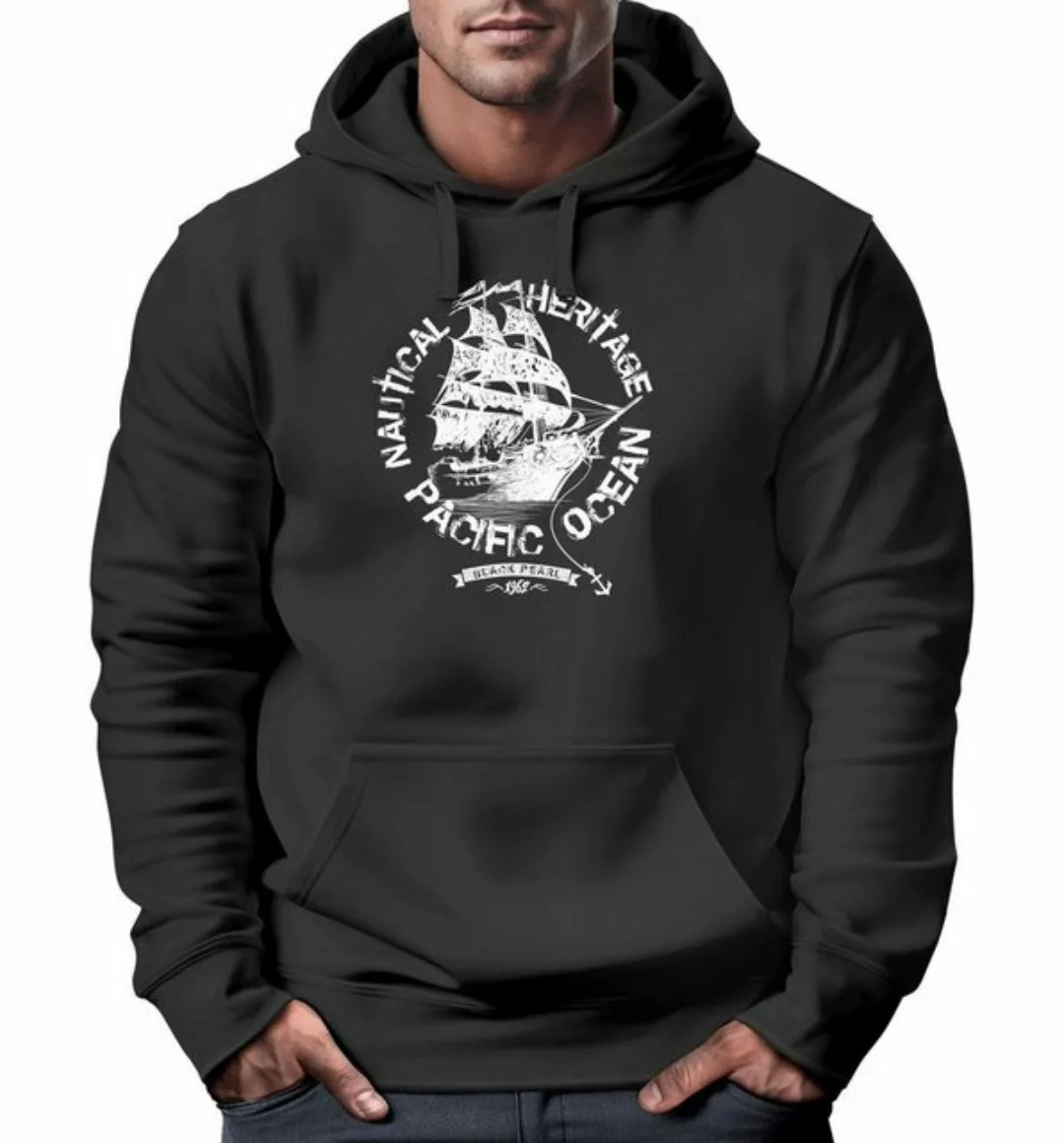 Neverless Hoodie Hoodie Herren Segel Schiff Black Pearl Kapuzen-Pullover Mä günstig online kaufen