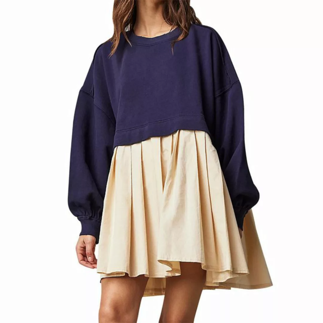 RUZU UG Dirndl Sweatshirt Kleid gefälschtes zweiteiliges einfarbige passend günstig online kaufen
