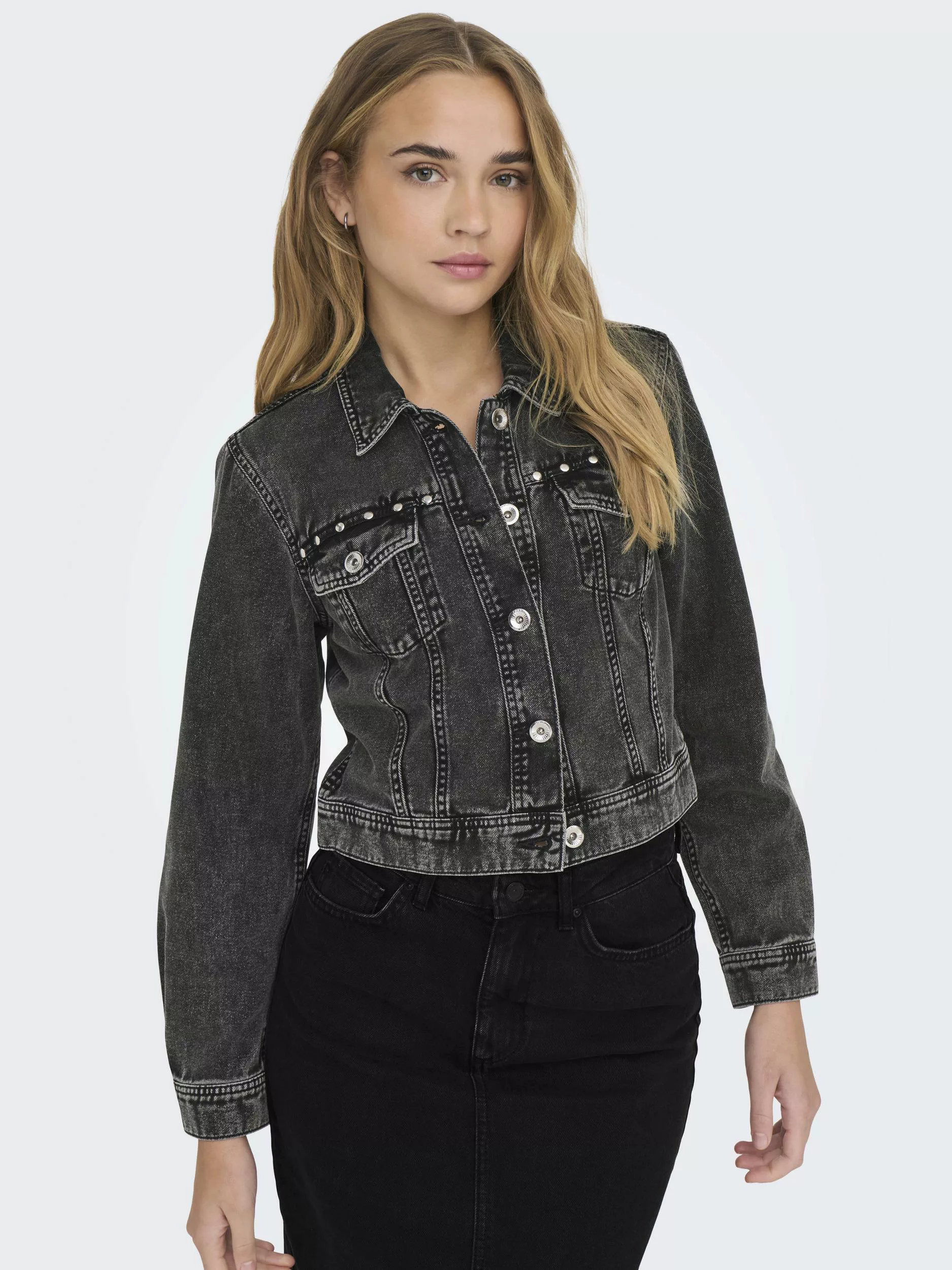 ONLY Jeansjacke "ONLLEANA STUD JACKET OTW" günstig online kaufen