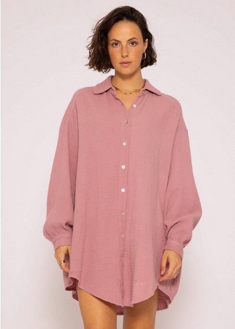 SASSYCLASSY Longbluse Oversize Musselin Bluse Damen Langarm Elegant Hemdblu günstig online kaufen