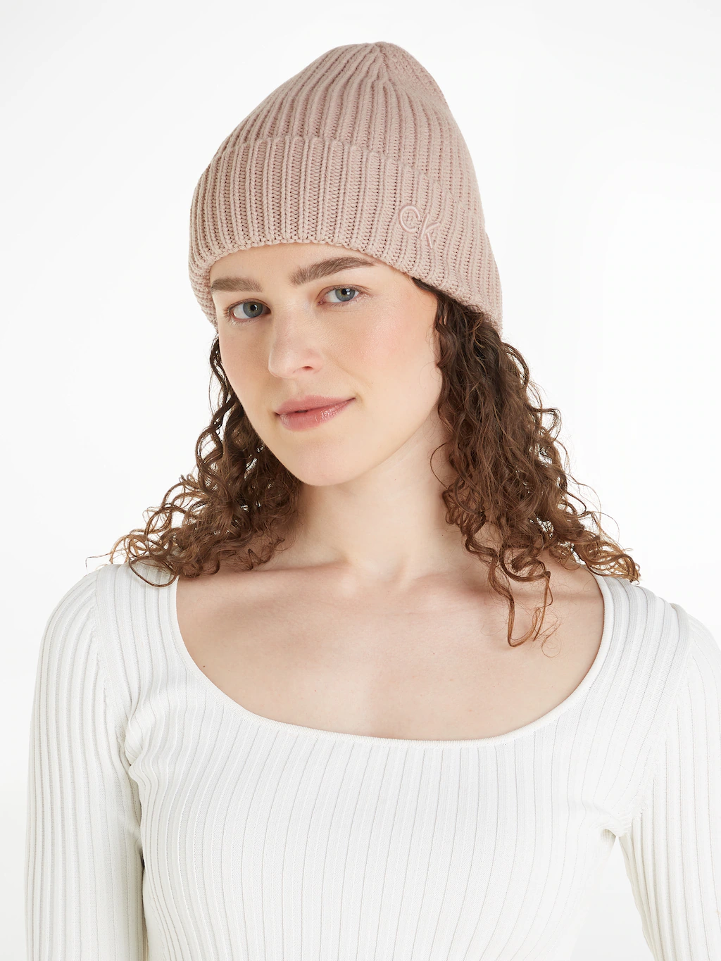 Calvin Klein Beanie "CK EMBROIDERY COTTON RIB BEANIE", mit Logostickerei günstig online kaufen