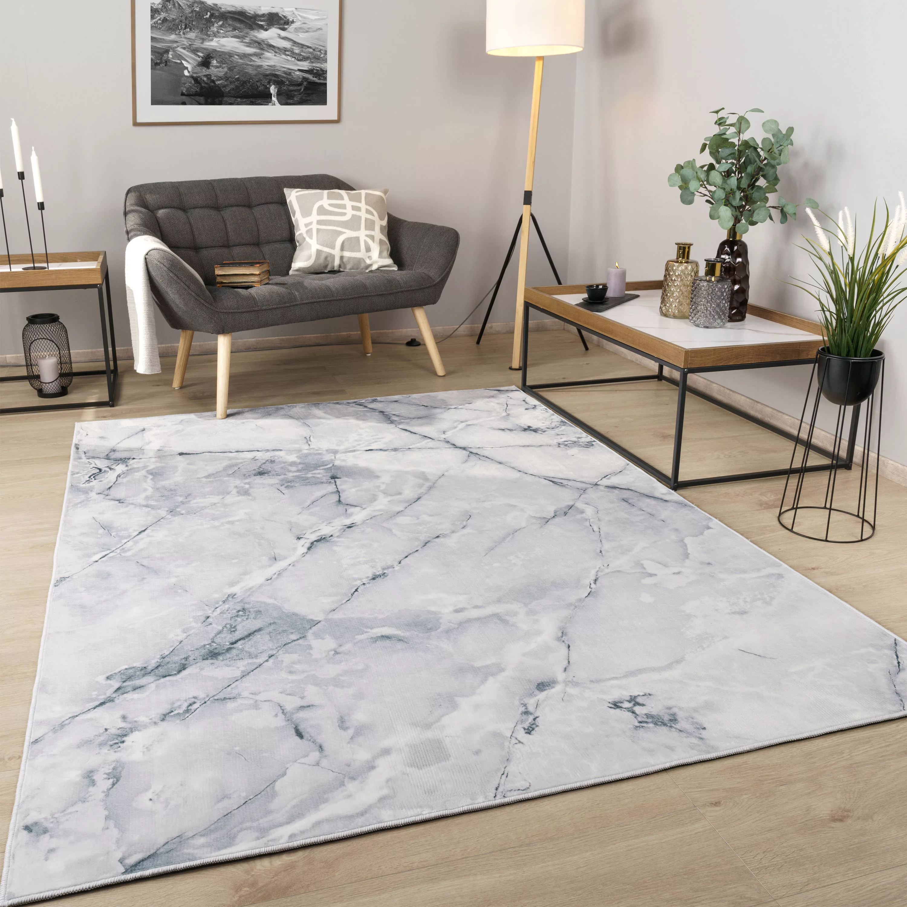 Paco Home Teppich »Marble 246«, rechteckig, 6 mm Höhe, Kurzflor, modernes M günstig online kaufen