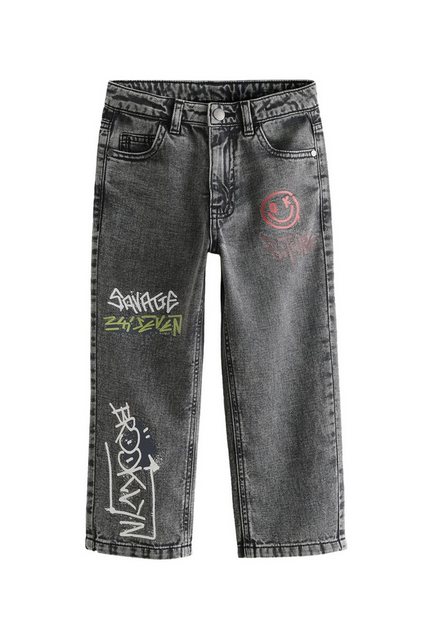 Next Schlupfjeans Jeans mit Graffiti-Print aus 100 % Baumwolle (1-tlg) günstig online kaufen