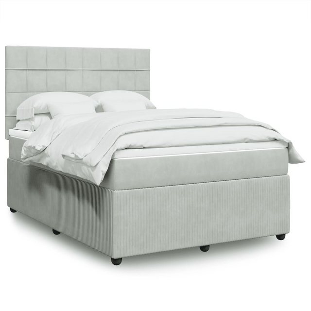 vidaXL Boxspringbett, Boxspringbett mit Matratze Hellgrau 140x190 cm Samt günstig online kaufen