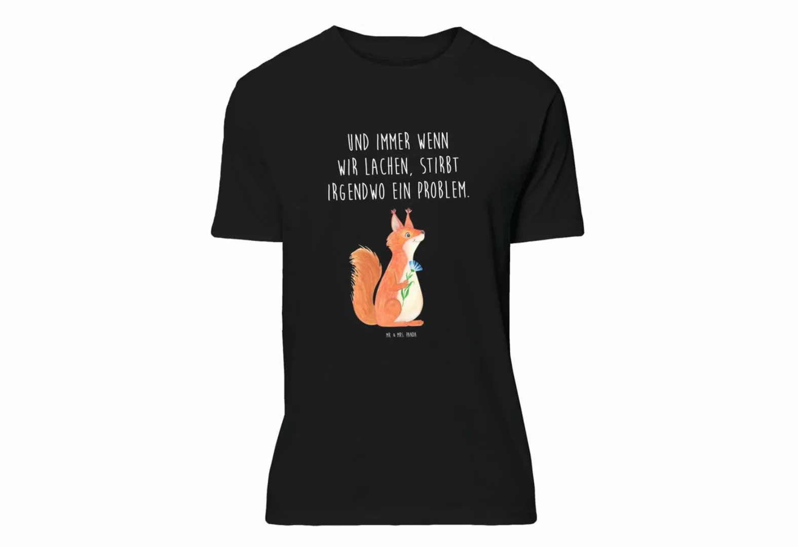 Mr. & Mrs. Panda T-Shirt Eichhörnchen Blume - Schwarz - Geschenk, Spaß, Eic günstig online kaufen
