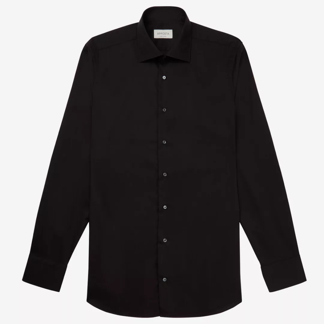 Hemd  einfarbig  schwarz 100 % bügelleichte baumwolle popeline, kragenform günstig online kaufen