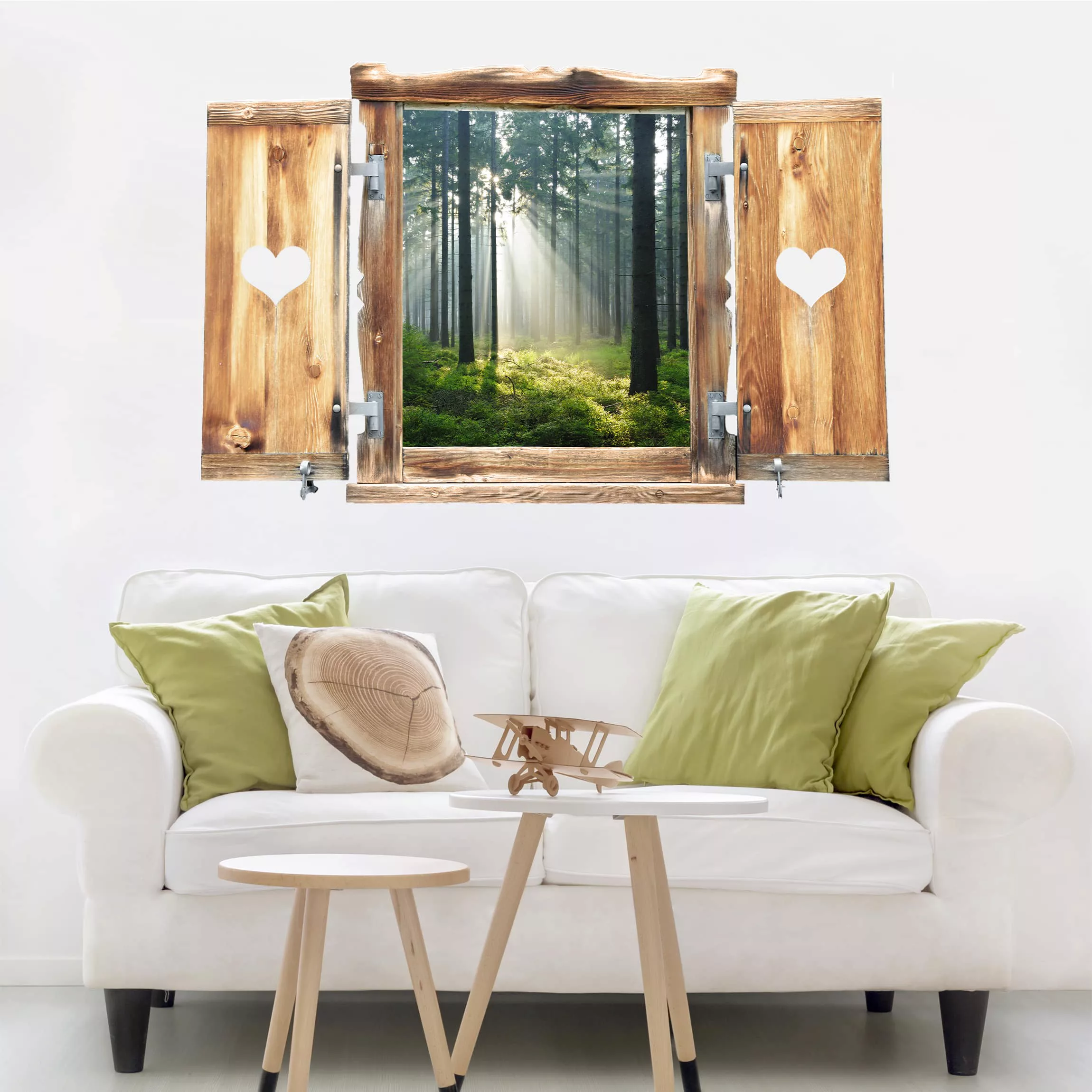 3D Wandtattoo Fenster mit Herz Enlightened Forest günstig online kaufen