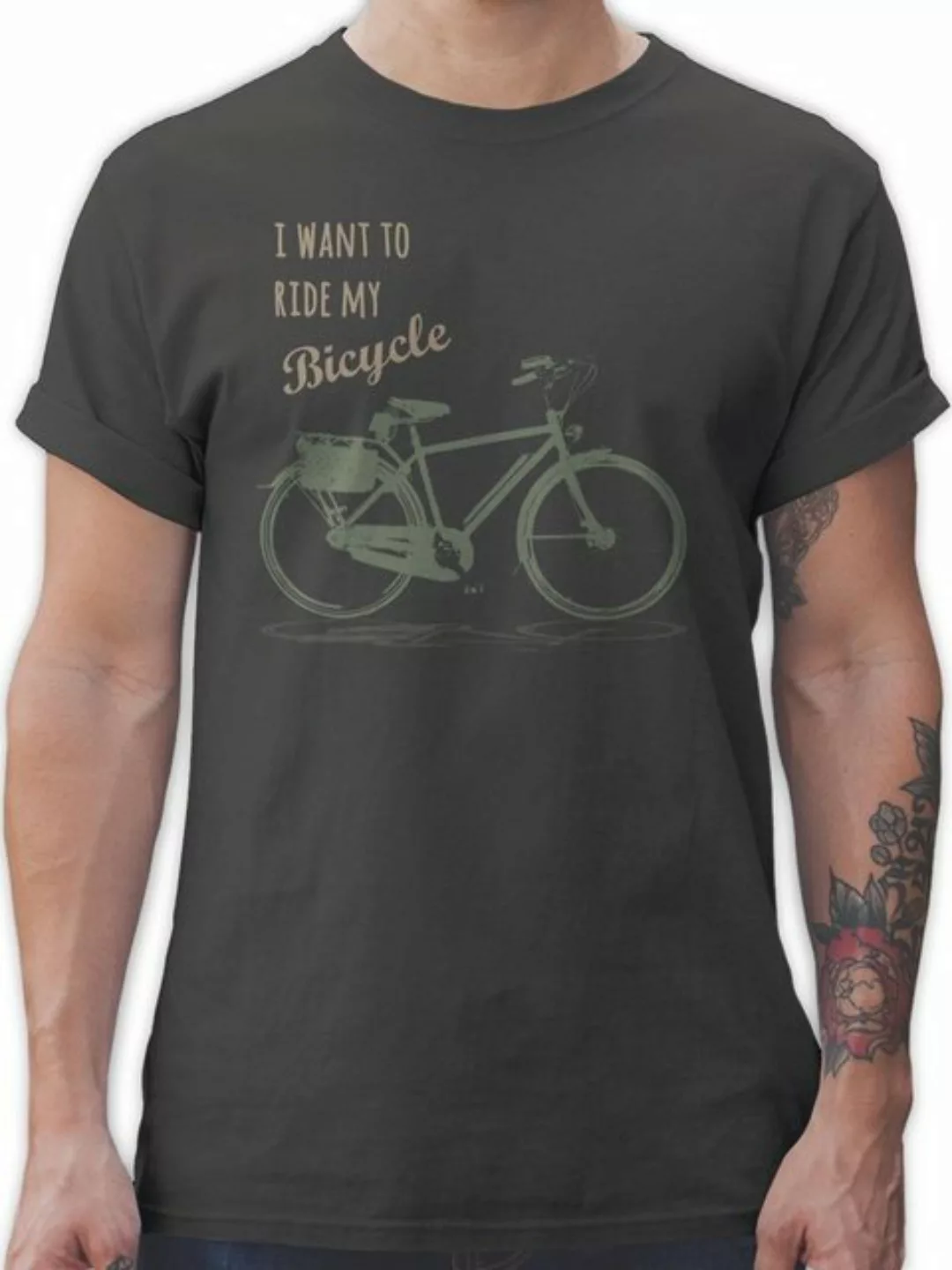 Shirtracer T-Shirt I want to ride my bicycle Vintage Retro günstig online kaufen