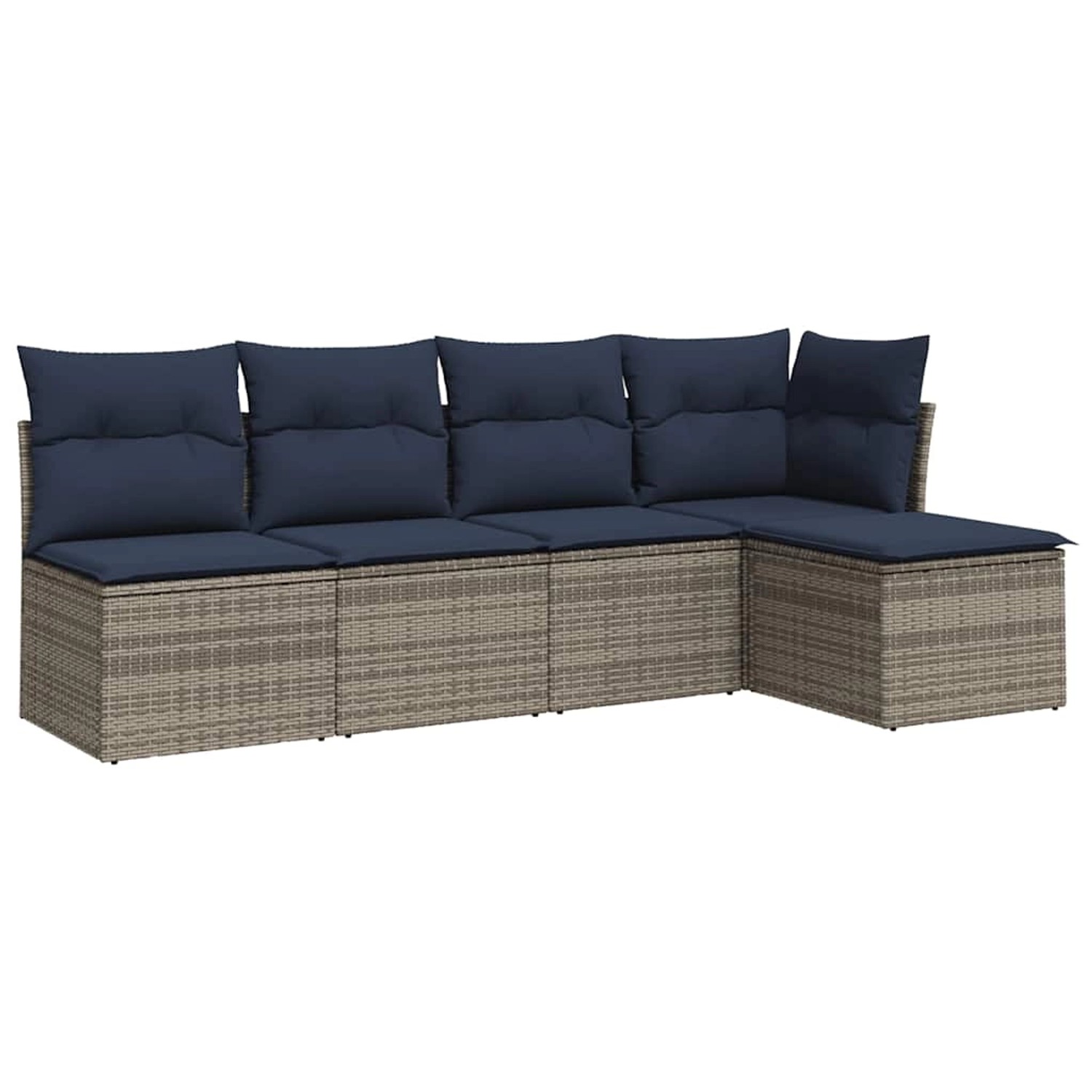 vidaXL 5-Tlg Garten-Sofagarnitur mit Kissen Grau Poly Rattan 3217521 günstig online kaufen