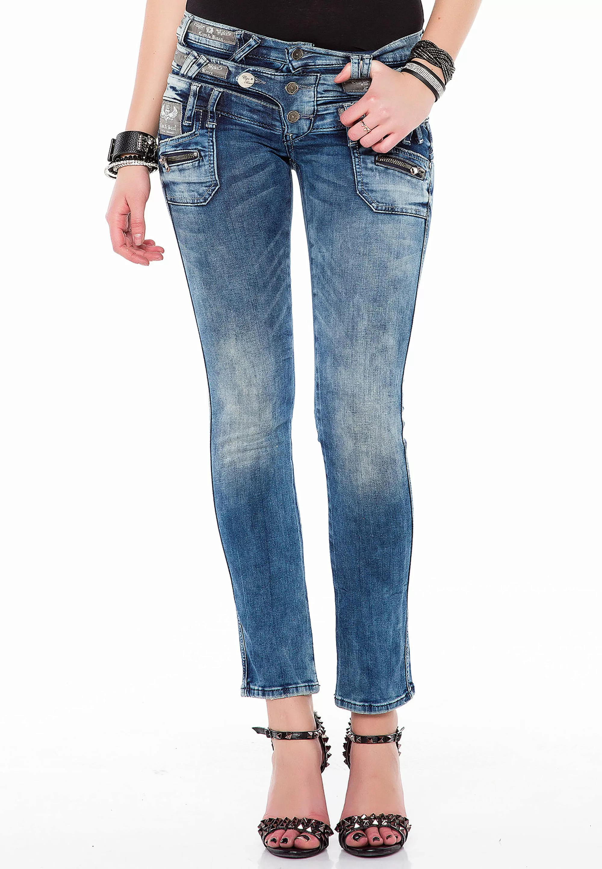 Cipo & Baxx Slim-fit-Jeans, mit Dreifach-Bund günstig online kaufen