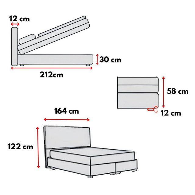 gowoll Stauraumbett mit Bettkasten inkl. Kopfteil und Matratze, Boxspringbe günstig online kaufen