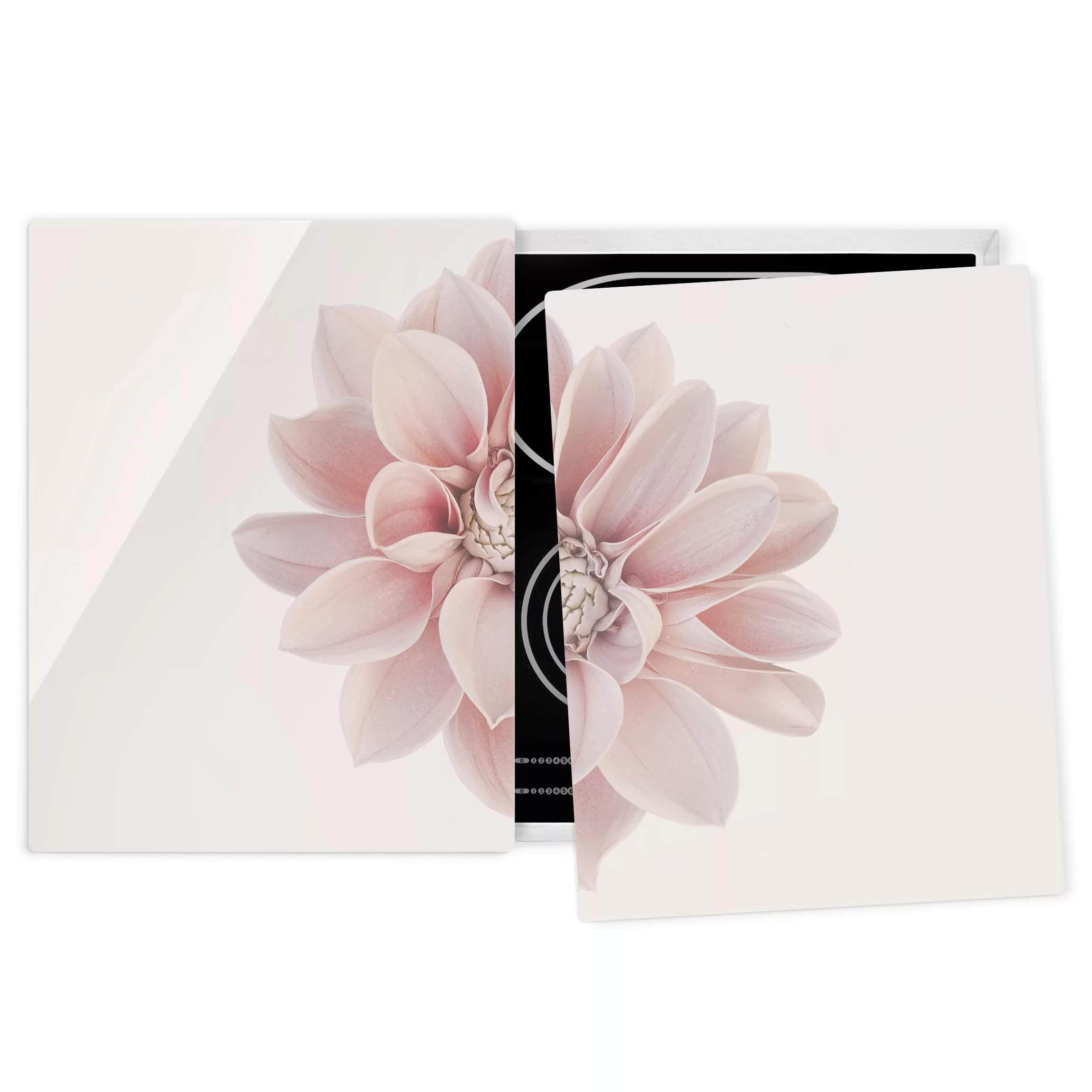 Herdabdeckplatte Blumen Dahlie Blume Pastell Weiß Rosa günstig online kaufen