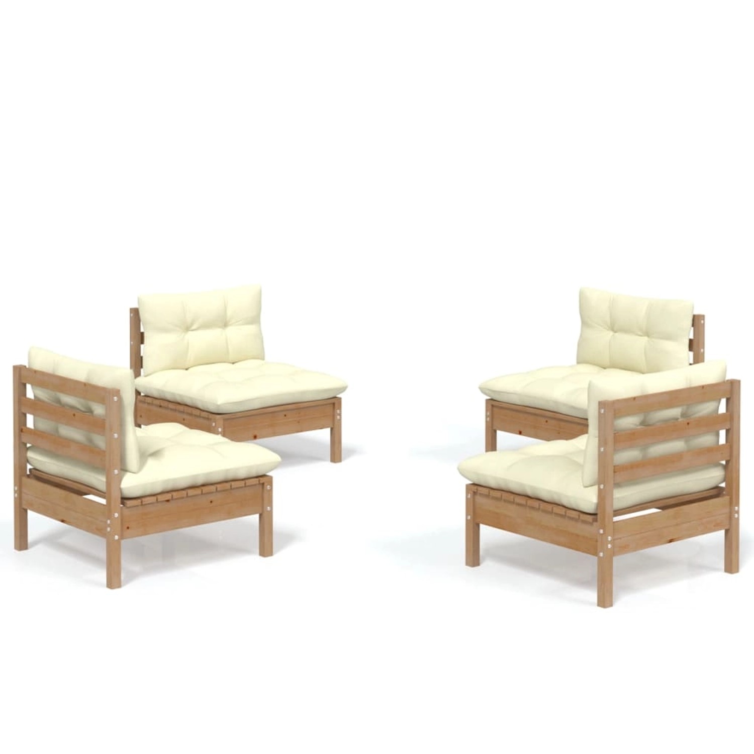 vidaXL 4-tlg Garten-Lounge-Set mit Creme Kissen Kiefernholz Modell 2 günstig online kaufen