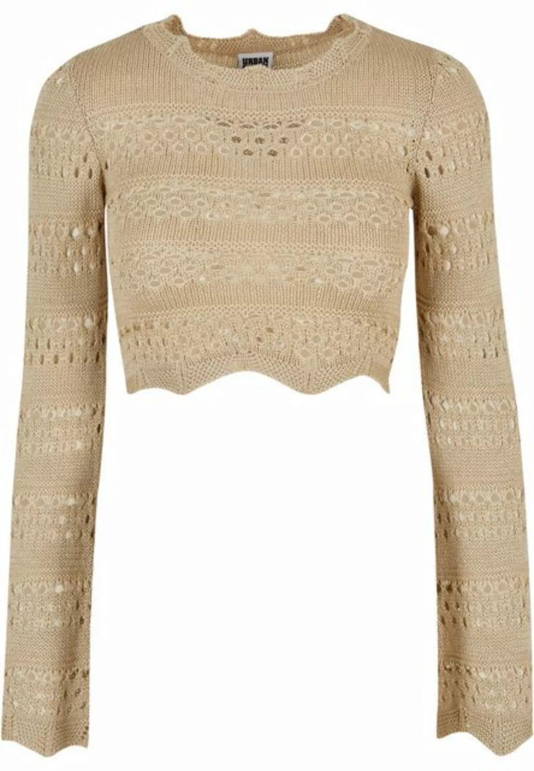 URBAN CLASSICS Rundhalspullover Urban Classics Damen Ladies Cropped Crochet günstig online kaufen