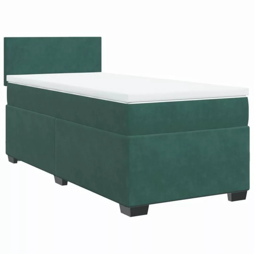 vidaXL Bett Boxspringbett mit Matratze Dunkelgrün 90x200 cm Samt günstig online kaufen