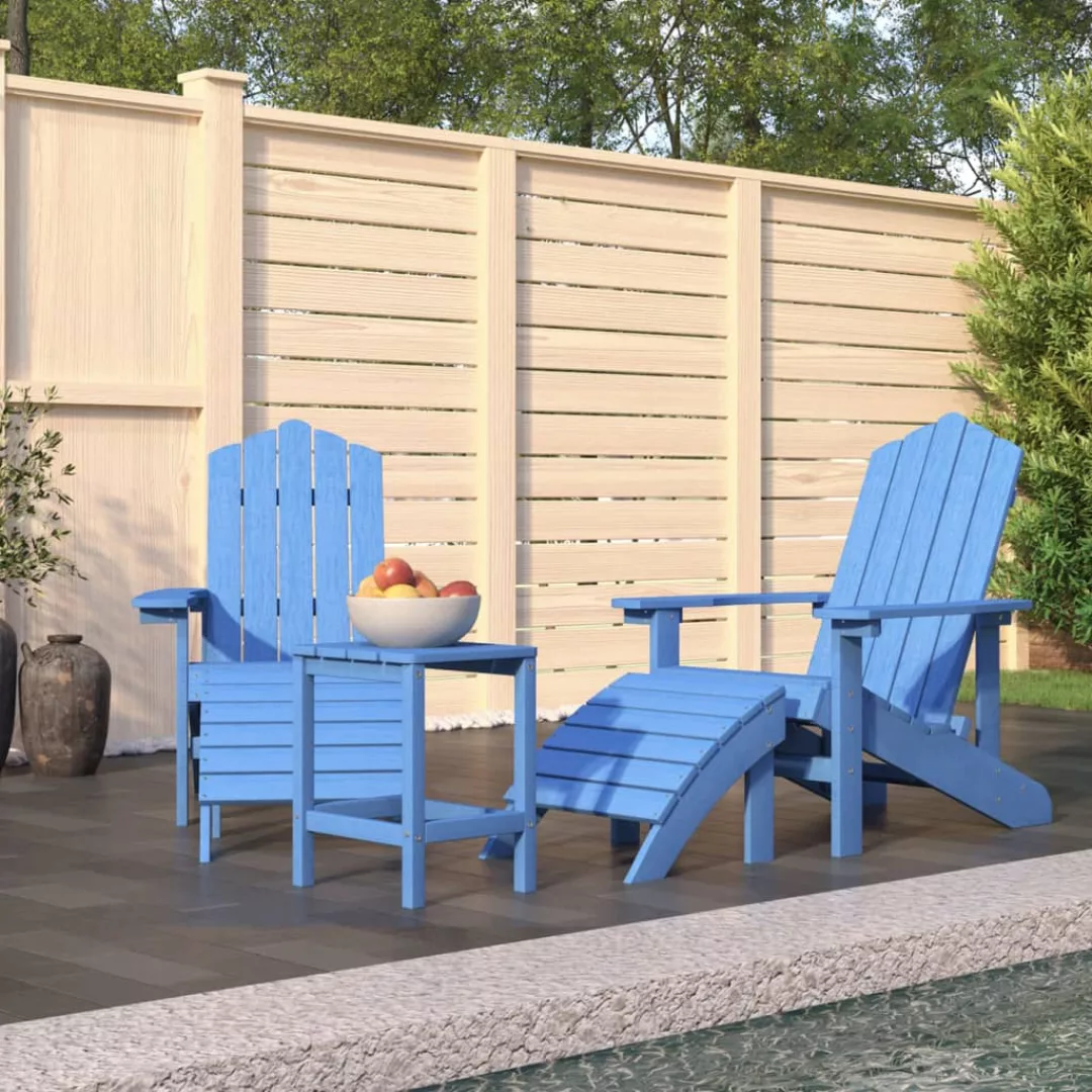 Vidaxl Adirondack-gartenstühle Mit Hocker & Tisch Hdpe Aquamarin günstig online kaufen