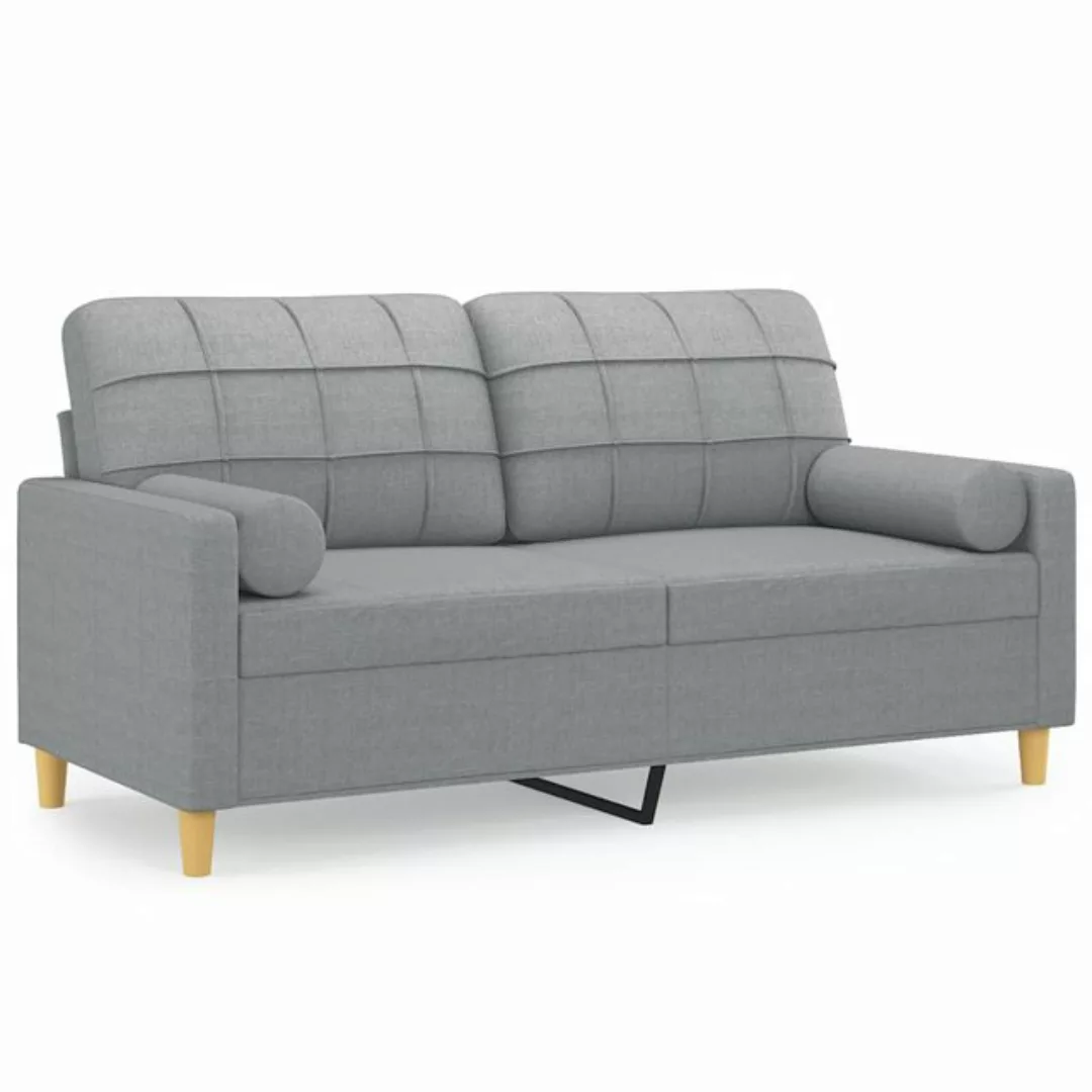 vidaXL Sofa 2-Sitzer-Sofa mit Zierkissen Hellgrau 140 cm Stoff günstig online kaufen