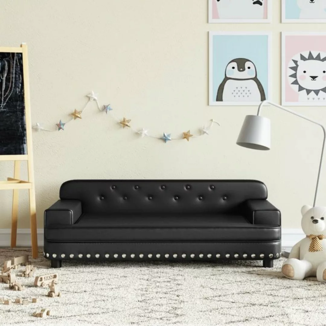 vidaXL Kindersofa Kindersofa Schwarz 90x53x30 cm Kunstleder Kindercouch Kin günstig online kaufen