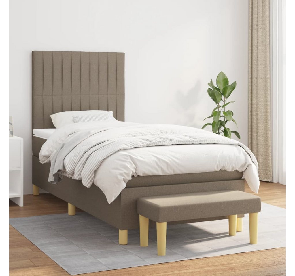 vidaXL Boxspringbett Boxspringbett mit Matratze Taupe 90x200 cm Stoff Bett günstig online kaufen