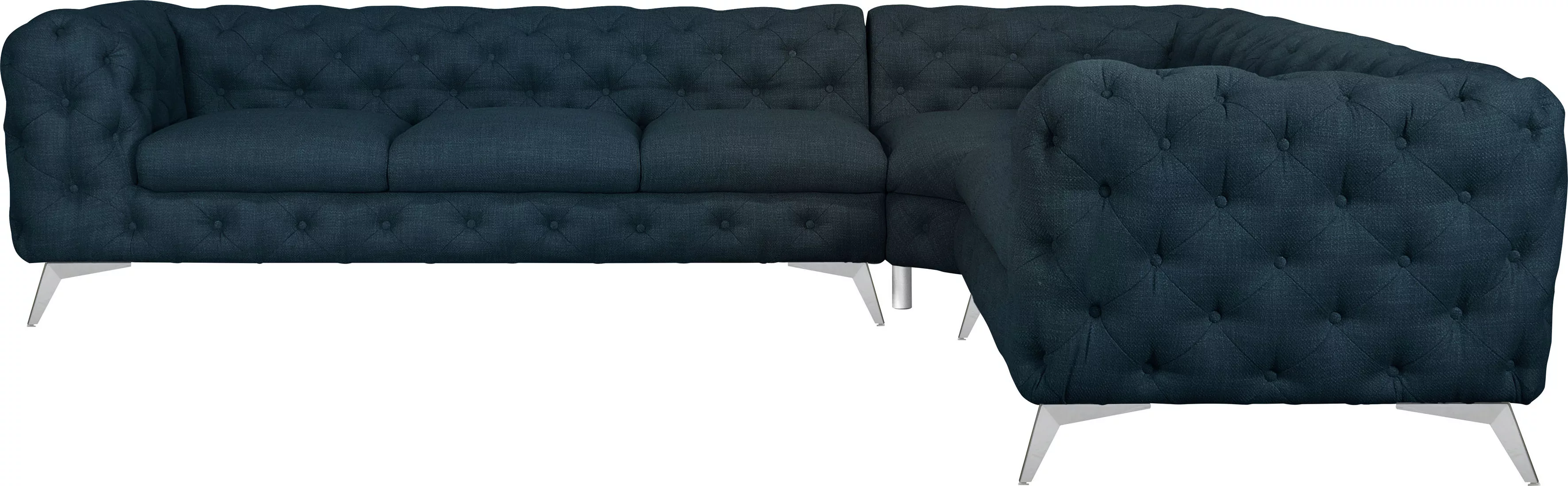 Leonique Chesterfield-Sofa "Ecksofa GLYNIS L-Form mit Wellenunterfederung, günstig online kaufen