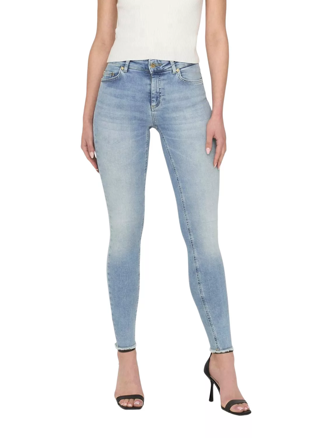 Only Damen Jeans ONLBLUSH LIFE MID SK RAW AK REA306 - Skinny Fit - Blau Lig günstig online kaufen