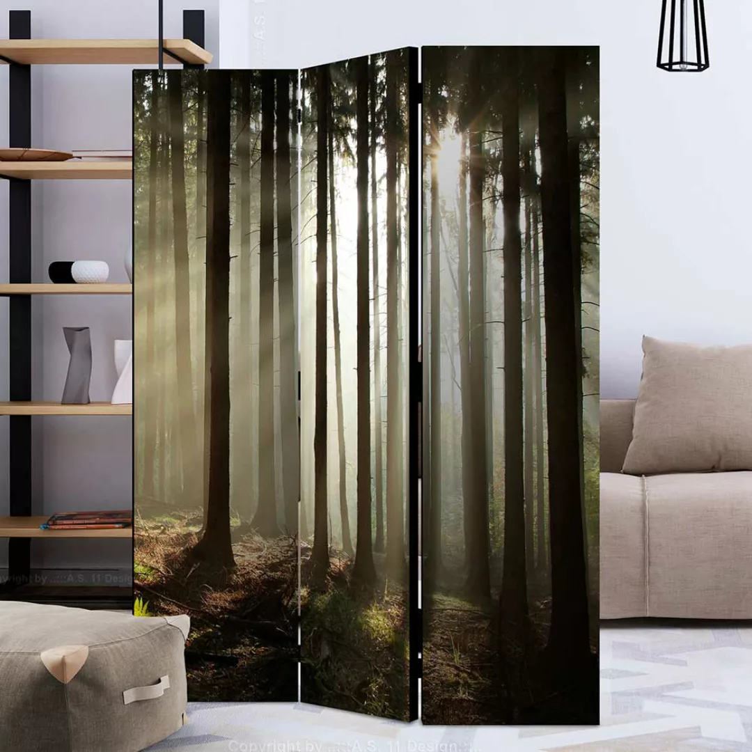 Sichtschutzwand mit Baum - Wald Motiv Landhausstil günstig online kaufen