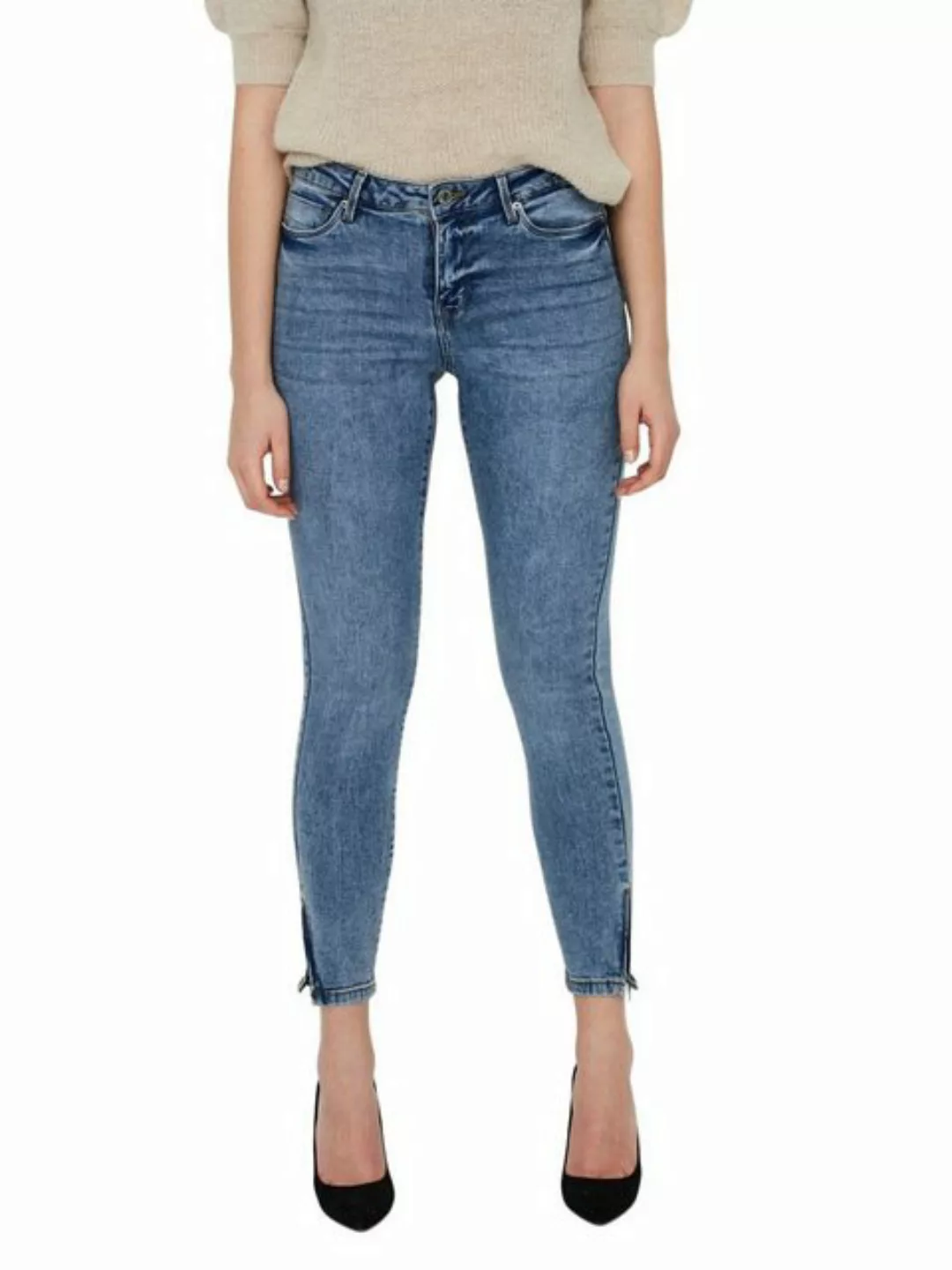Vero Moda Tilde Midrise Slim Ankle Zip Jeans XL Medium Blue Denim günstig online kaufen
