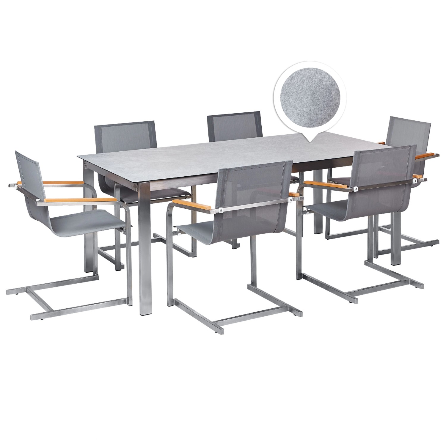Beliani Gartentisch Set COSOLETO Grau Silber günstig online kaufen