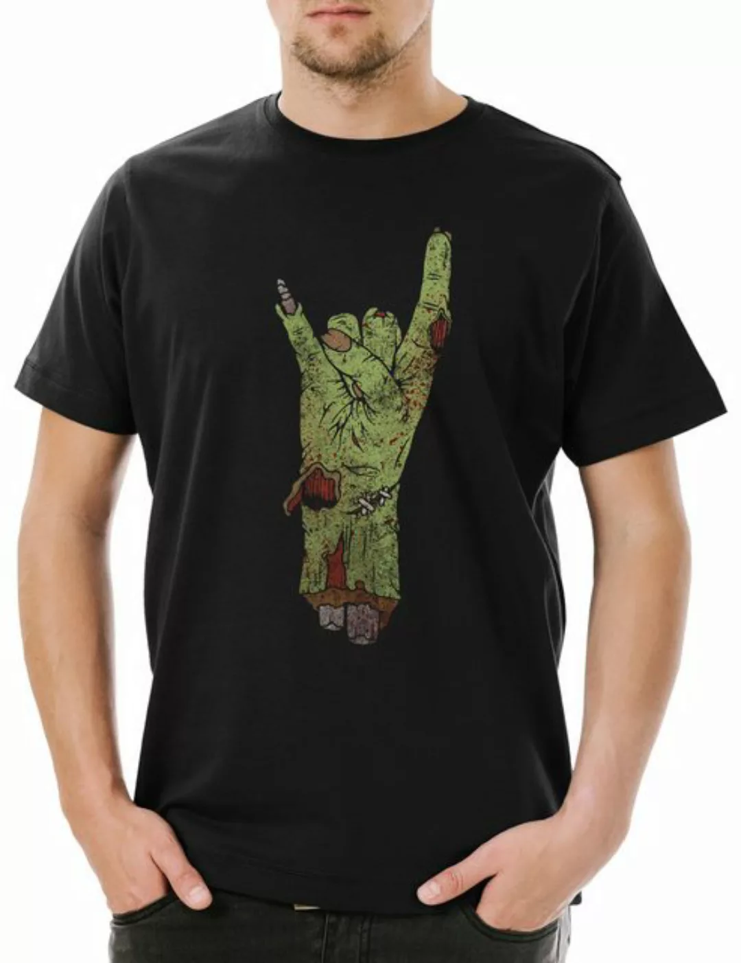 Urban Backwoods Print-Shirt Zombie Metal Fist Logo Herren T-Shirt Rotten Ha günstig online kaufen