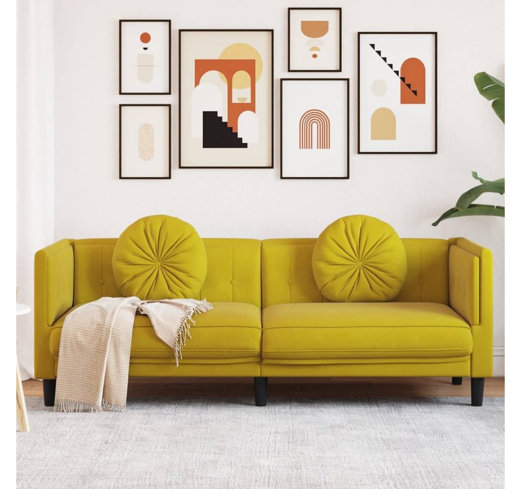 vidaXL Sofa Sofa mit Kissen 3-Sitzer Gelb Samt günstig online kaufen