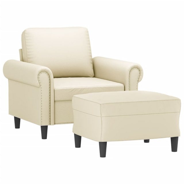 vidaXL Sofa Sessel mit Hocker Creme 60 cm Kunstleder günstig online kaufen