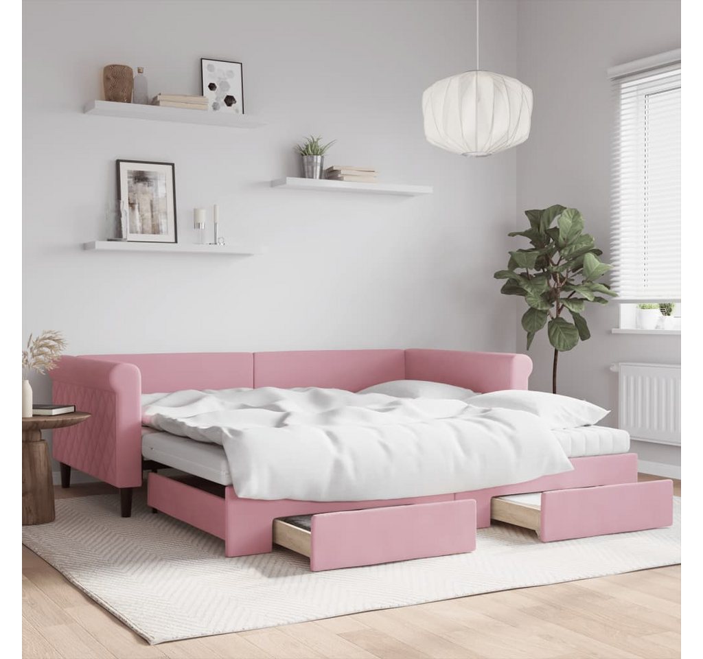 vidaXL Gästebett Gästebett Tagesbett Ausziehbar mit Schubladen Rosa 100x200 günstig online kaufen