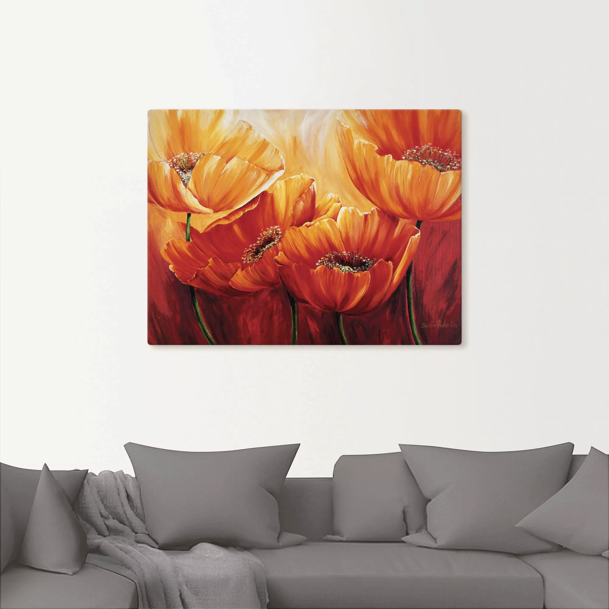 Artland Wandbild "Vier Mohnblumen", Blumen, (1 St.), als Leinwandbild, Post günstig online kaufen