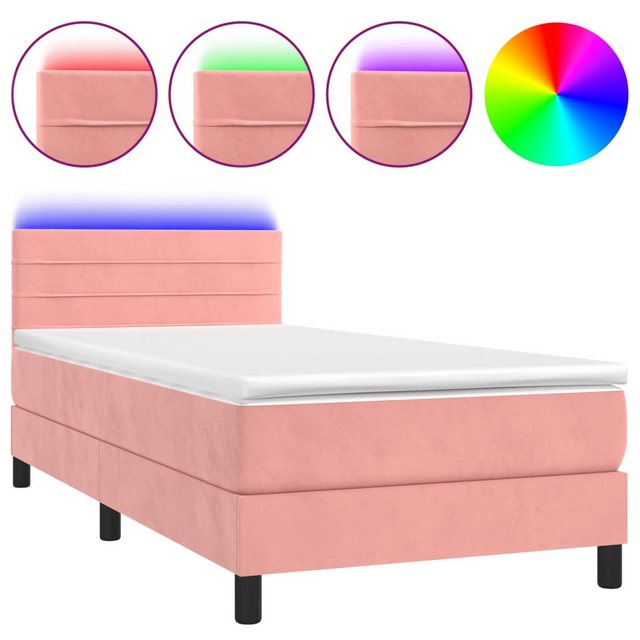 vidaXL Boxspringbett Bett Boxspringbett mit Matratze & LED Samt (90 x 200 c günstig online kaufen