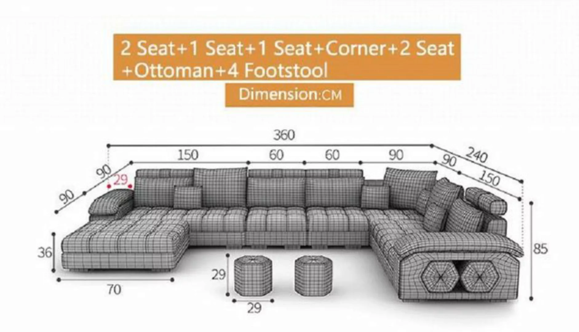 JVmoebel Ecksofa, Ecksofa UForm Sofa Couch Leder Design Couch Textil Modern günstig online kaufen
