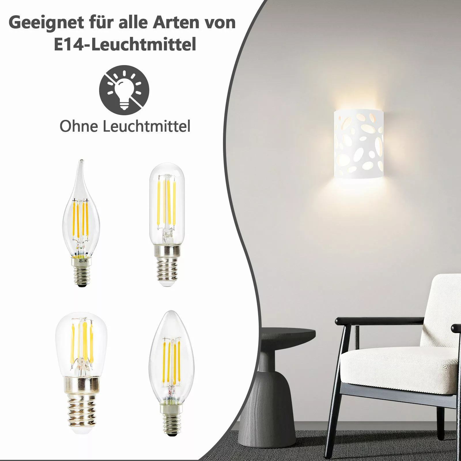 ZMH Wandleuchte Innen Modern Gipsleuchte E14 günstig online kaufen