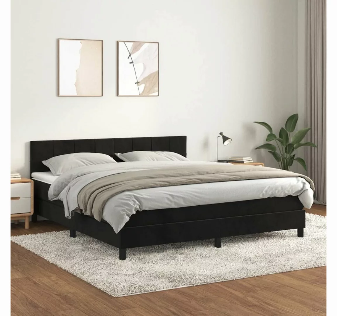 furnicato Bett Boxspringbett mit Matratze Schwarz 180x200 cm Samt günstig online kaufen