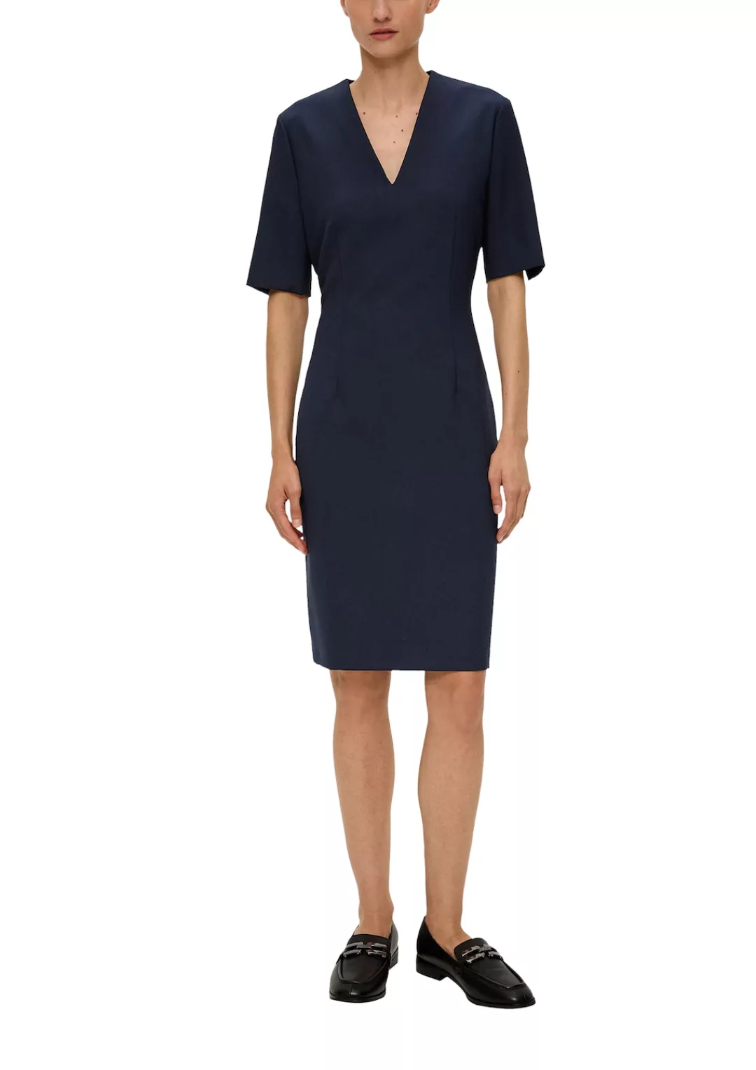 s.Oliver BLACK LABEL Minikleid Etui-Kleid aus Viskosemix Teilungsnähte günstig online kaufen
